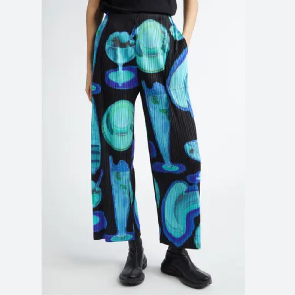 Issey Miyake Pleats Please Thermal Floods Printed Pants